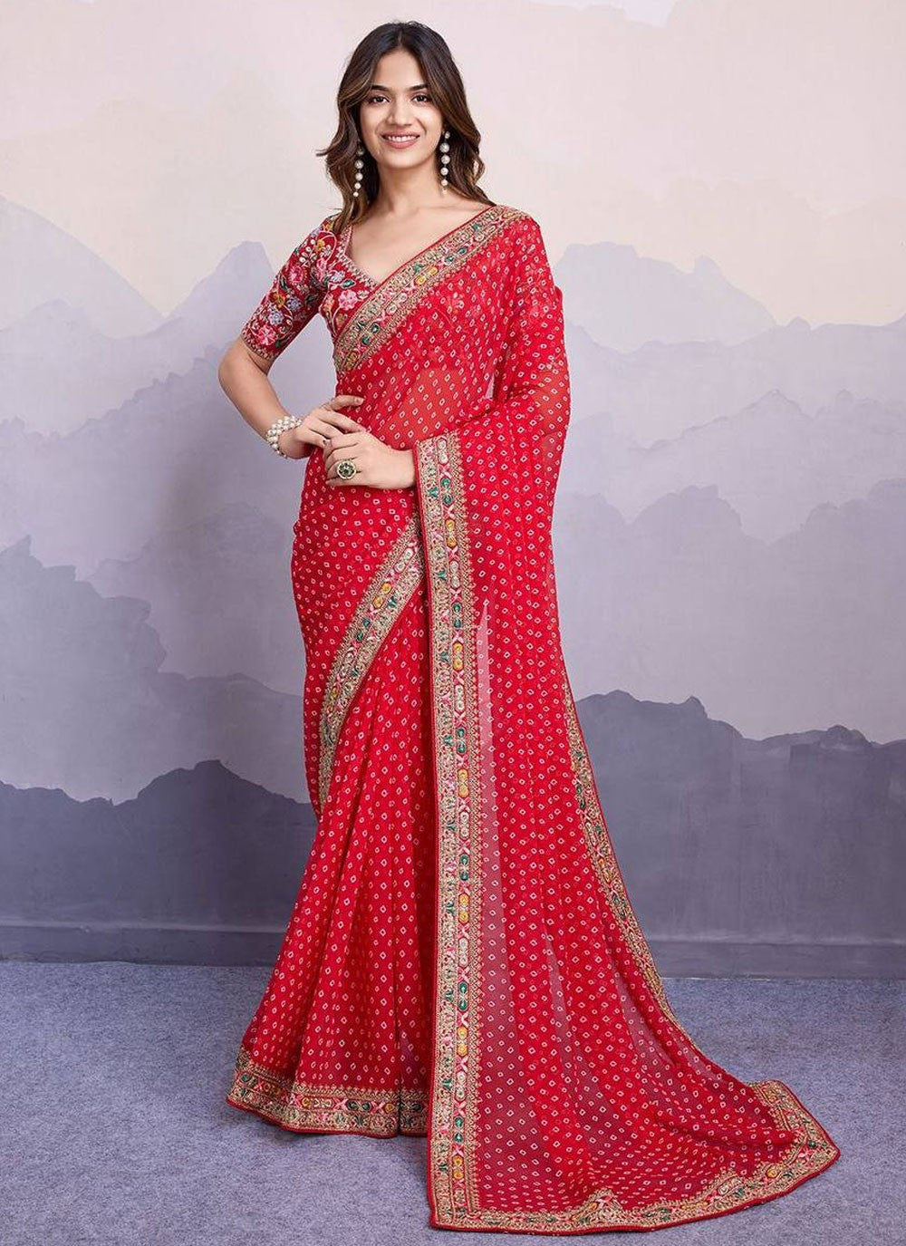 Classic Border Work Georgette Saree - S7884