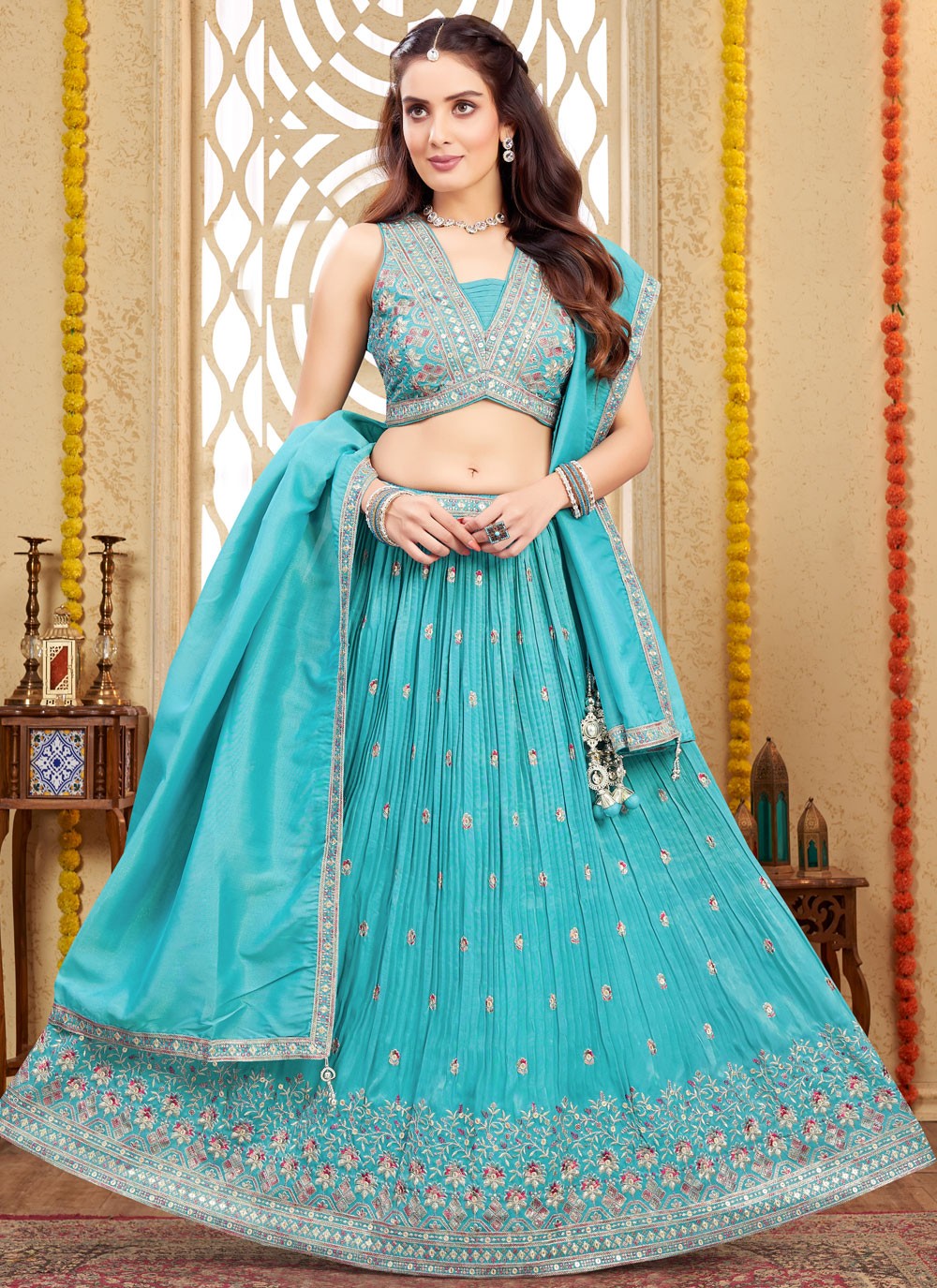 Embroidered Silk Readymade Lehenga Choli - L2660