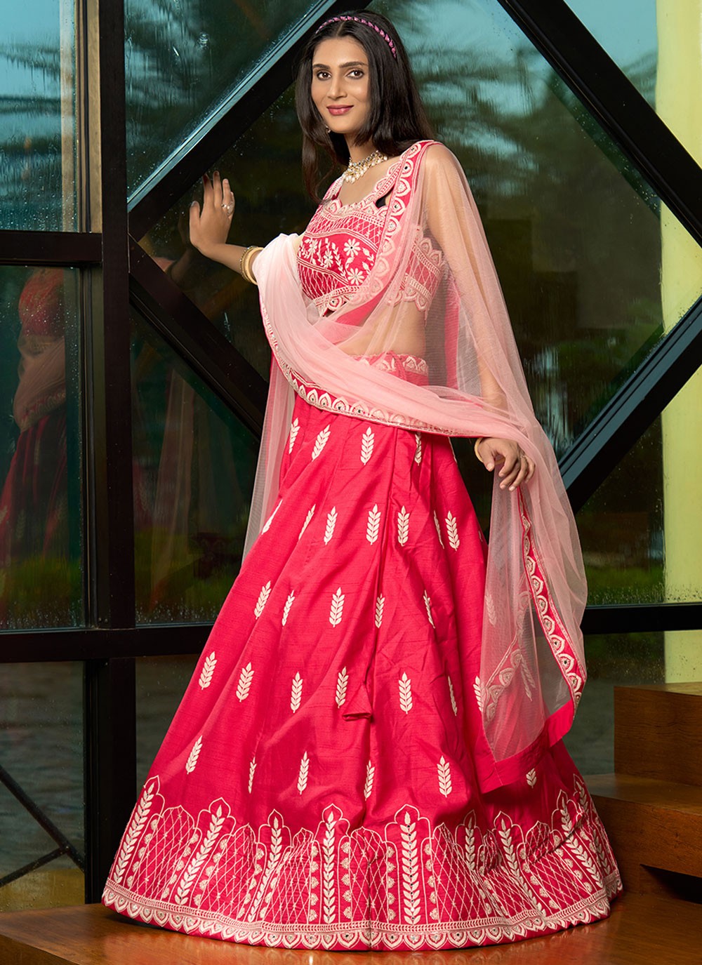 Embroidered Art Silk A - Line Lehenga - L2951