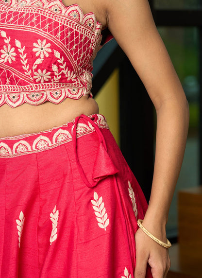 Embroidered Art Silk A - Line Lehenga - L2951