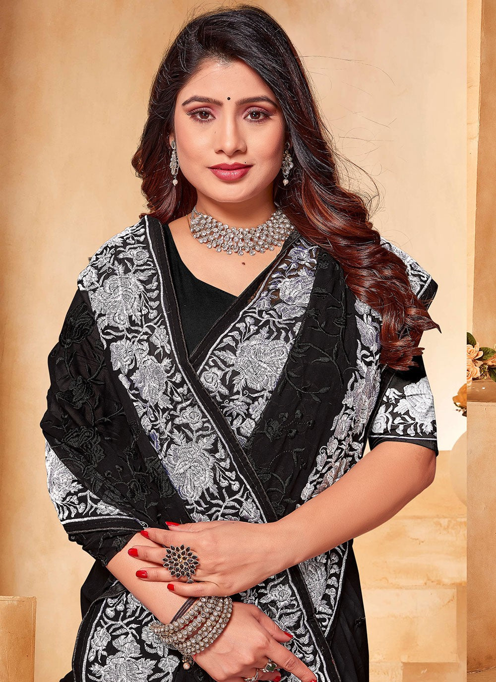 Classic Embroidered Georgette Saree - S6262