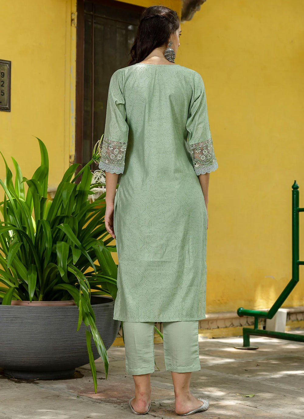 Pant Style Suit Embroidered Sea Green T6978