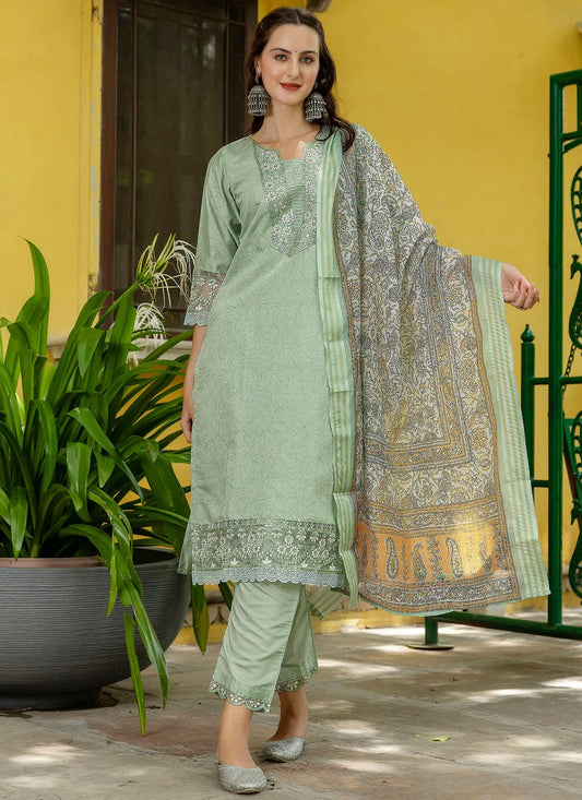 Pant Style Suit Embroidered Sea Green T6978