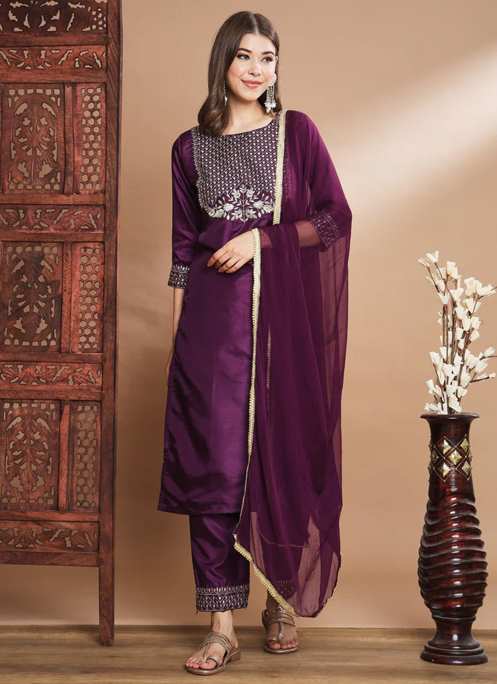 Silk Blend Salwar Suit - T1516