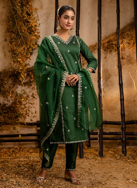 Salwar Suit Embroidered Green T7359