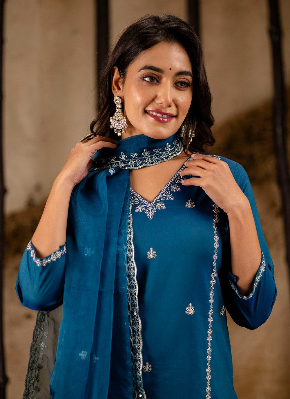 Salwar Suit Embroidered Teal T7361