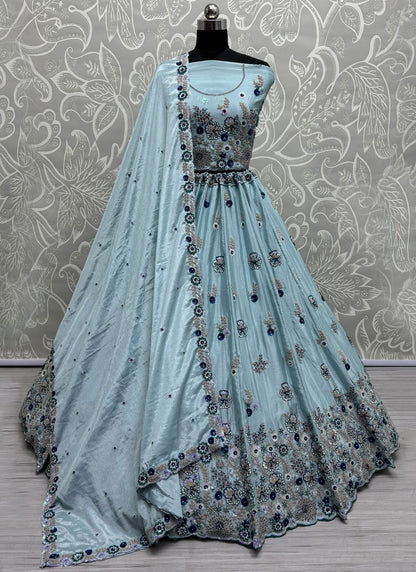 Embroidered Silk A - Line Lehenga - L2991