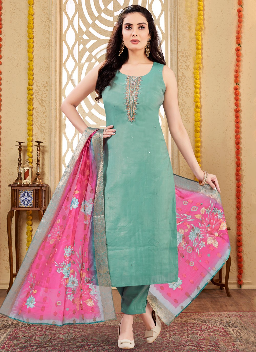 Archive Embroidered 316302 Turquoise T6683