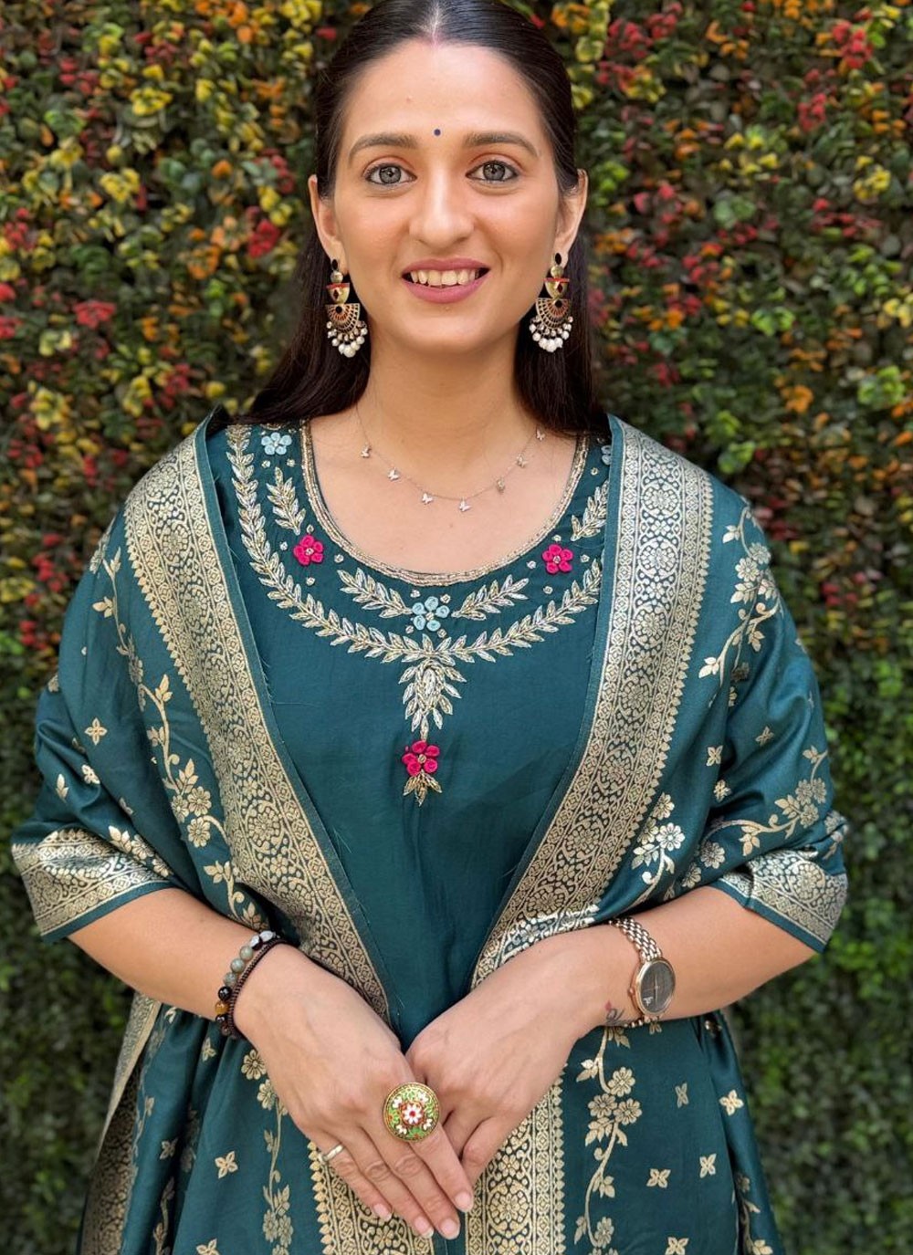Embroidered Silk Salwar Suit - T4806