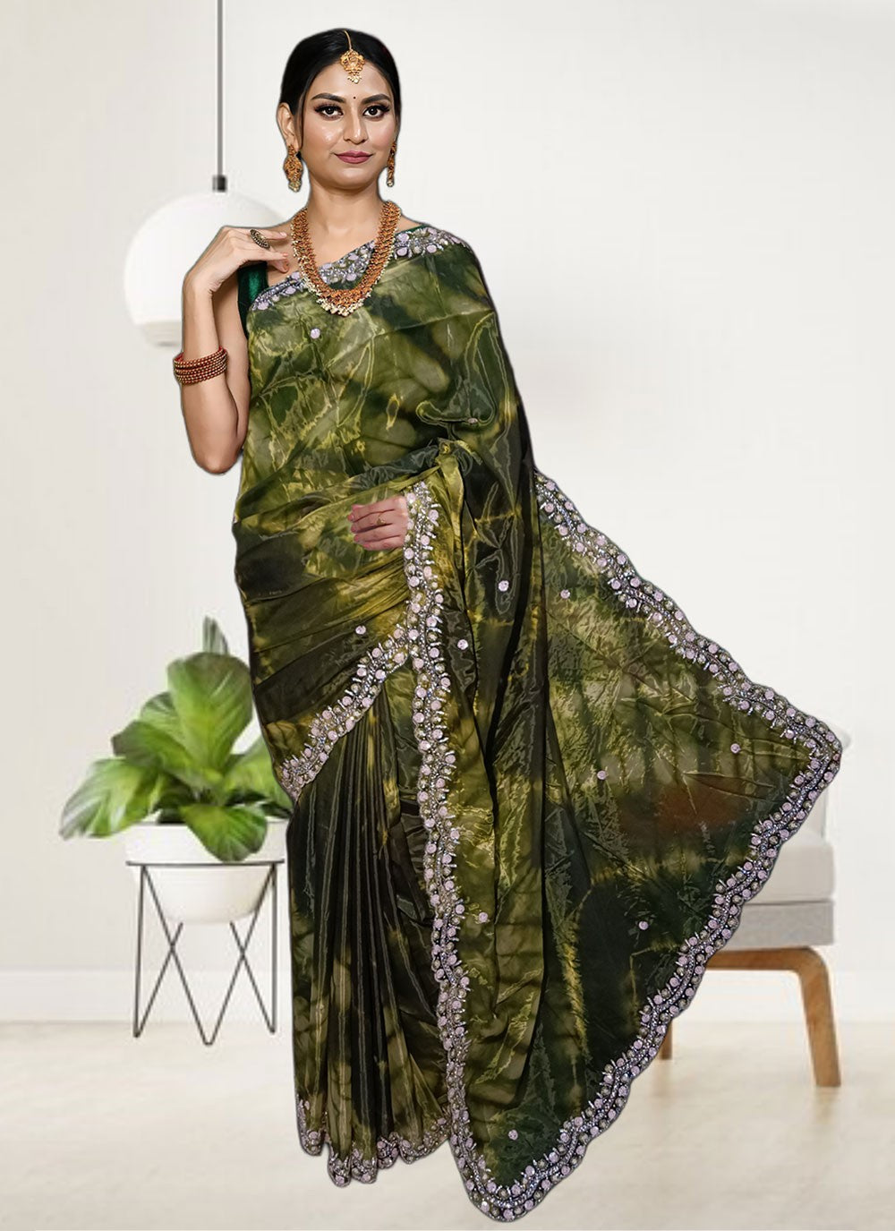 Classic Embroidered Tissue Saree - S6575