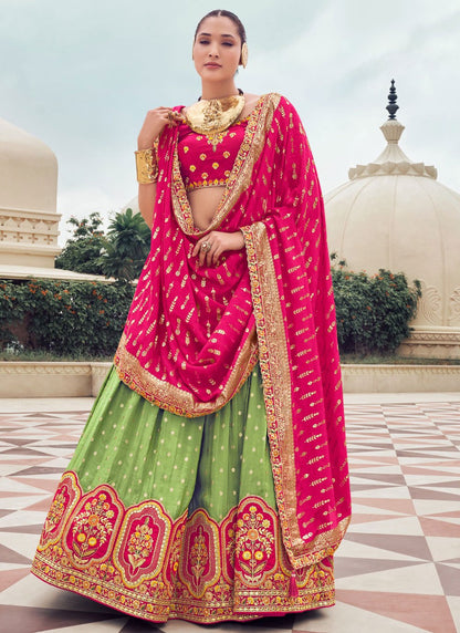 Chikankari Work Organza, Tissue A - Line Lehenga - L2696