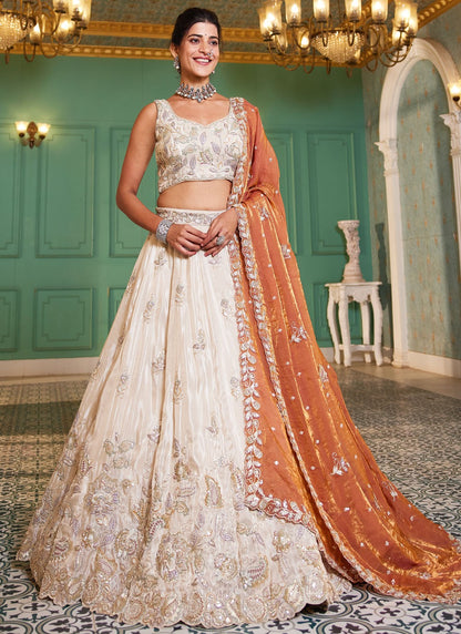 Tissue Engagement, Mehandi & Sangeet, Reception, Wedding A - Line Lehenga L3537