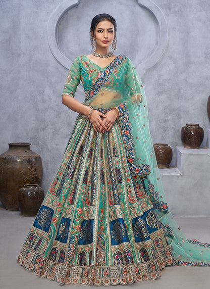 Embroidered Net Lehenga - L3176