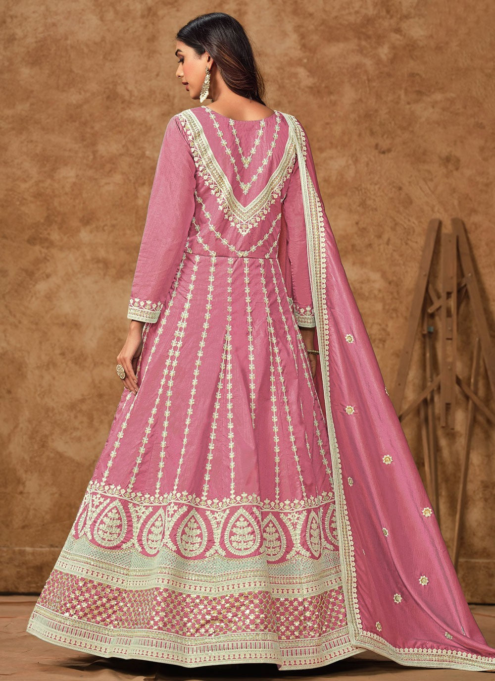 Embroidered Pure Dola Gown - G1917