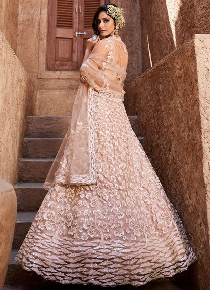 Net Engagement, Mehandi & Sangeet, Reception, Wedding A - Line Lehenga L3533