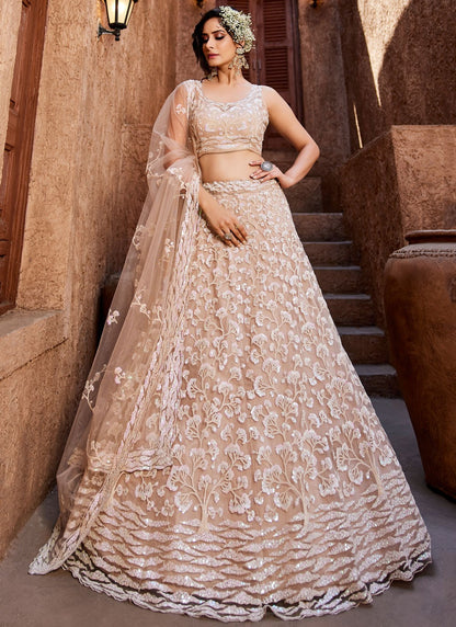 Net Engagement, Mehandi & Sangeet, Reception, Wedding A - Line Lehenga L3533