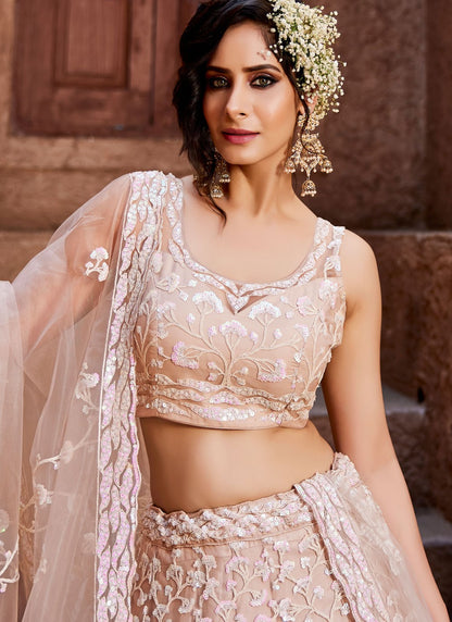 Net Engagement, Mehandi & Sangeet, Reception, Wedding A - Line Lehenga L3533