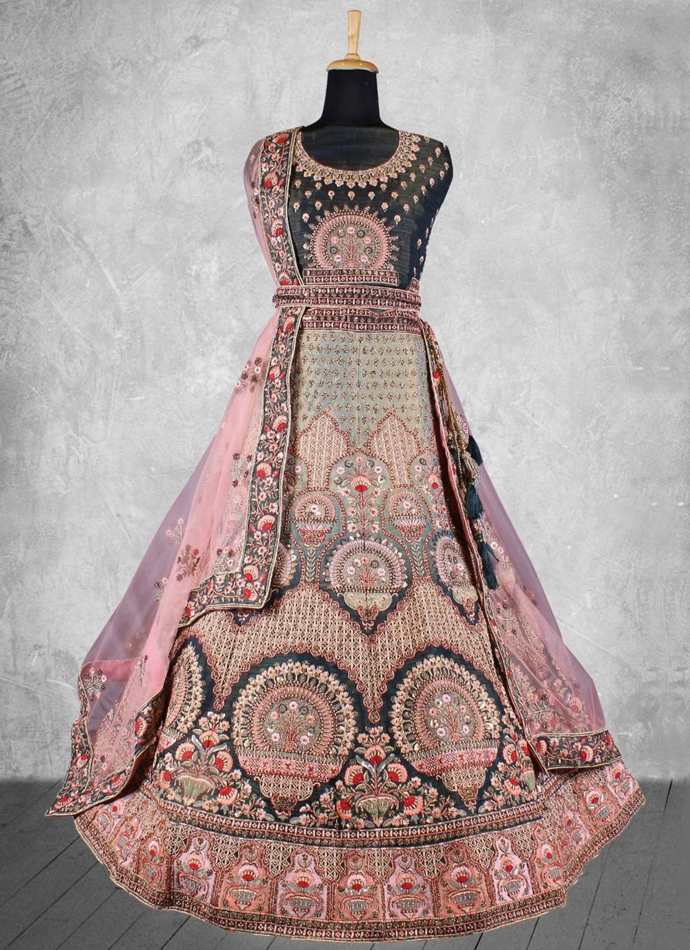 Velvet Engagement, Mehandi & Sangeet, Reception, Wedding A - Line Lehenga L3575