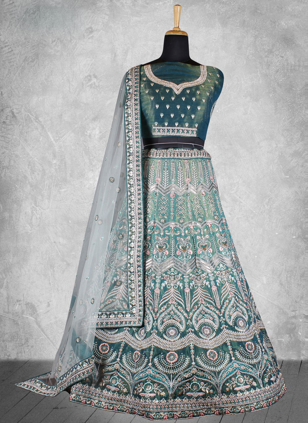 Velvet Engagement, Mehandi & Sangeet, Reception, Wedding A - Line Lehenga L3583
