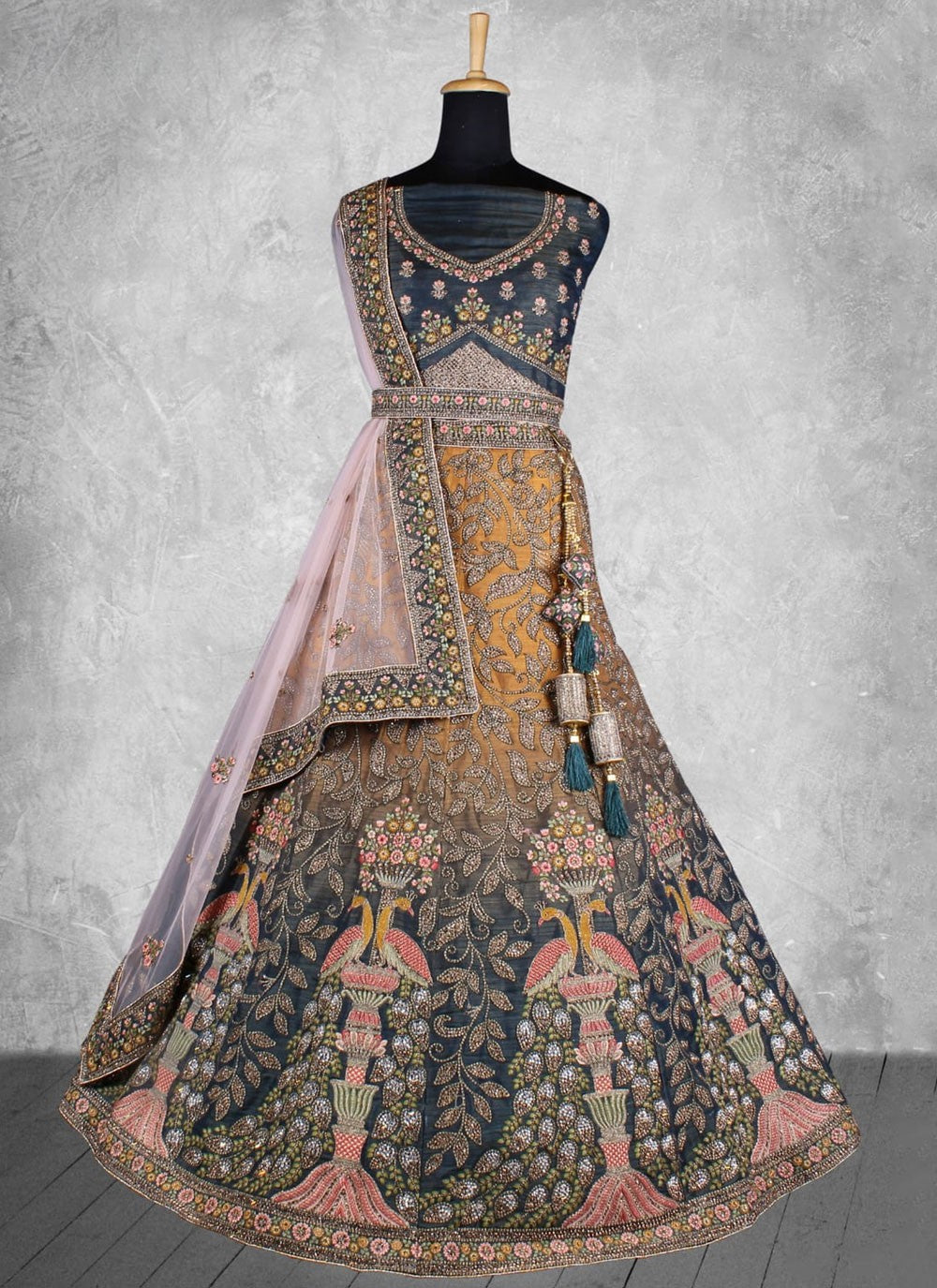 Velvet Engagement, Mehandi & Sangeet, Reception, Wedding A - Line Lehenga L3582