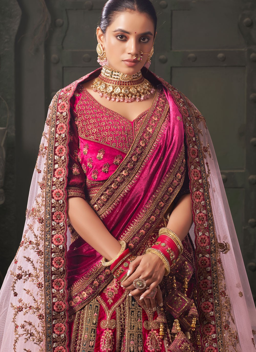 Cord Lycra, Velvet Readymade Lehenga Choli - L2208