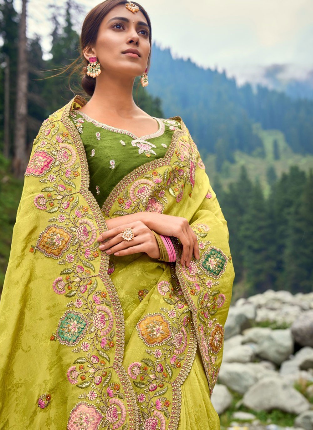 Saree Embroidered Viscose Saree - S4376