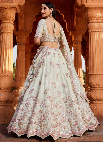 Tissue Engagement, Mehandi & Sangeet, Reception, Wedding A - Line Lehenga L3531