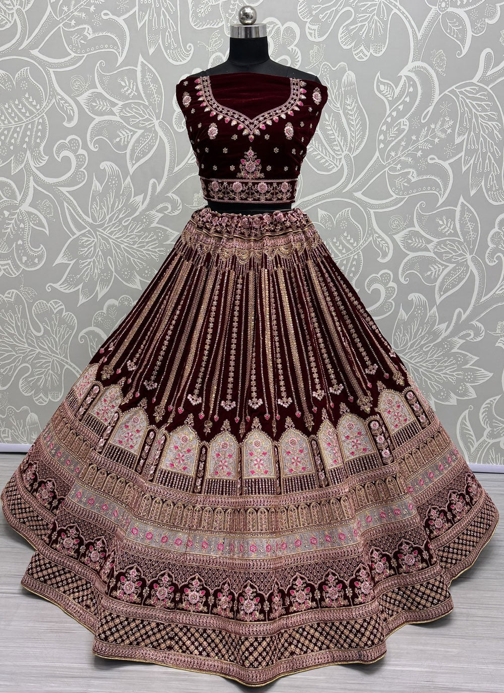 Dimond Velvet A - Line Lehenga - L2602