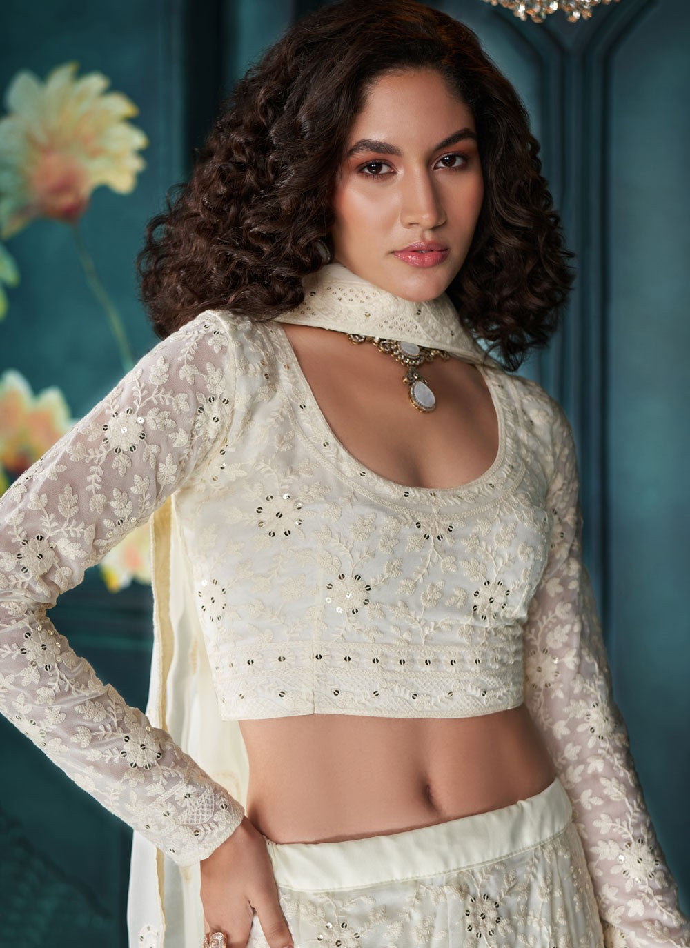 Embroidered Georgette A - Line Lehenga - L2407