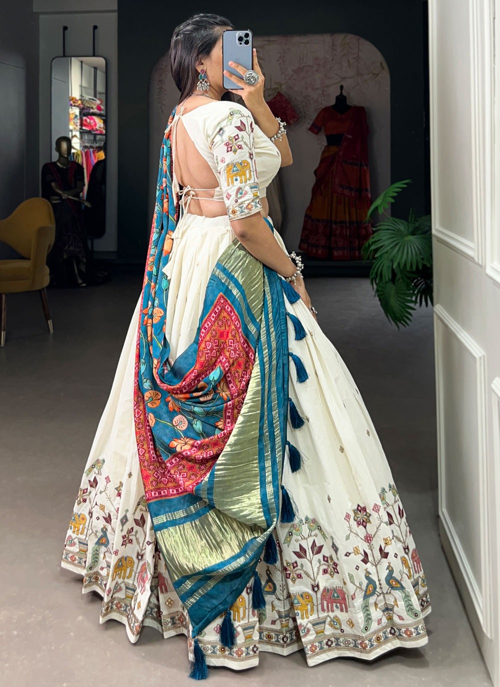 Embroidered Cotton A - Line Lehenga - L2739