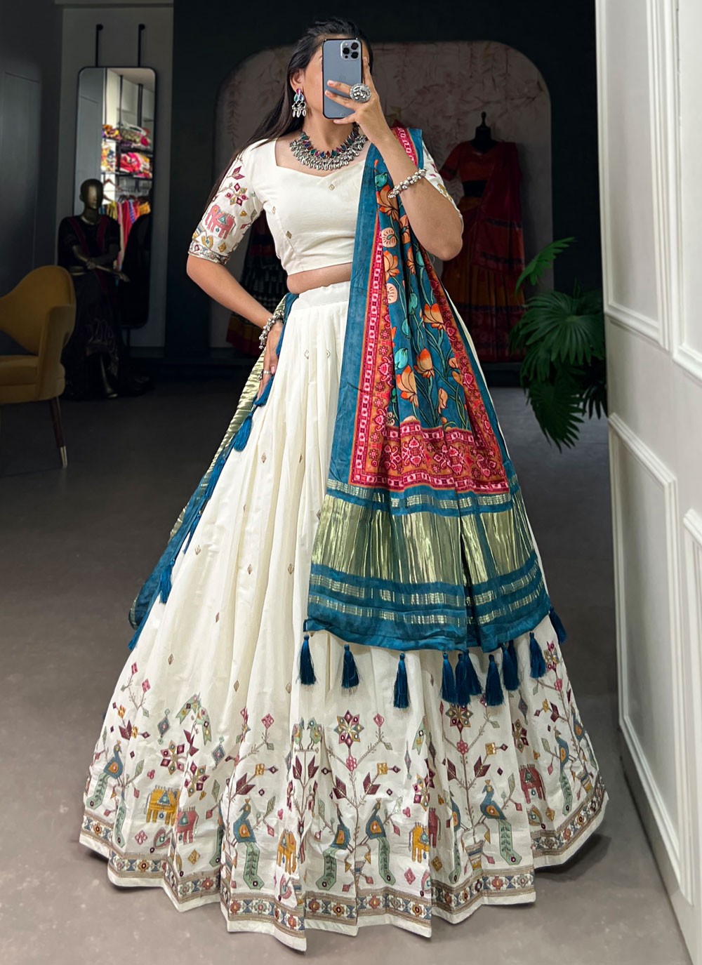 Embroidered Cotton A - Line Lehenga - L2739