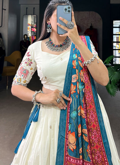 Embroidered Cotton A - Line Lehenga - L2739
