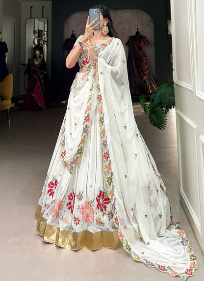 Embroidered Georgette A - Line Lehenga - L2942