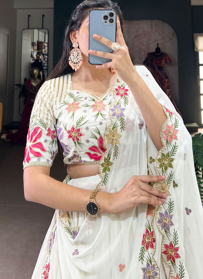 Embroidered Georgette A - Line Lehenga - L2942