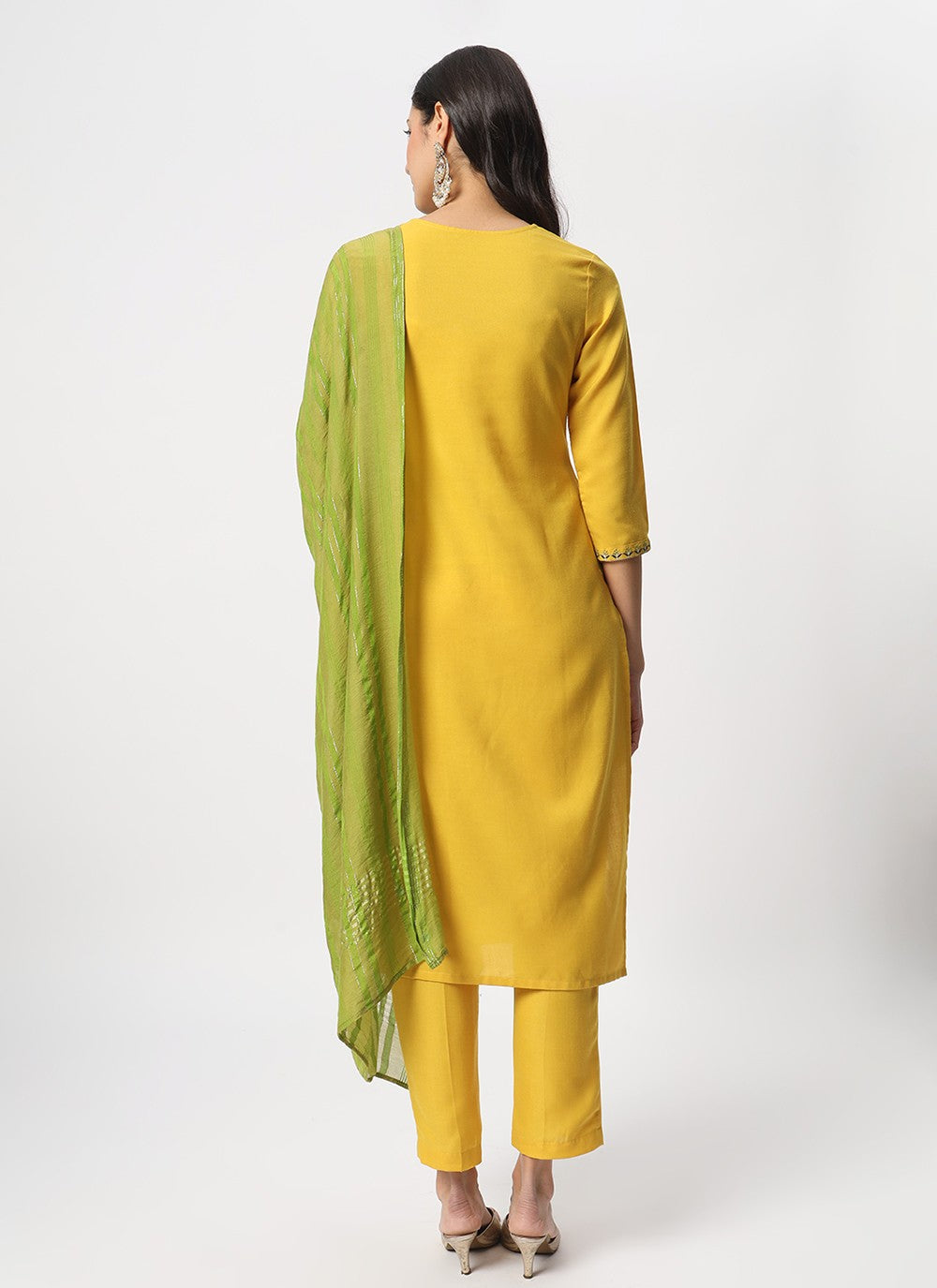 Embroidered Cotton Pant Style Suit - T4519