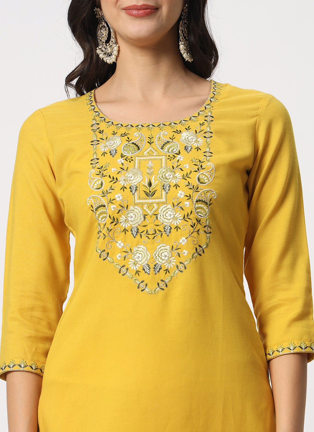 Embroidered Cotton Pant Style Suit - T4519