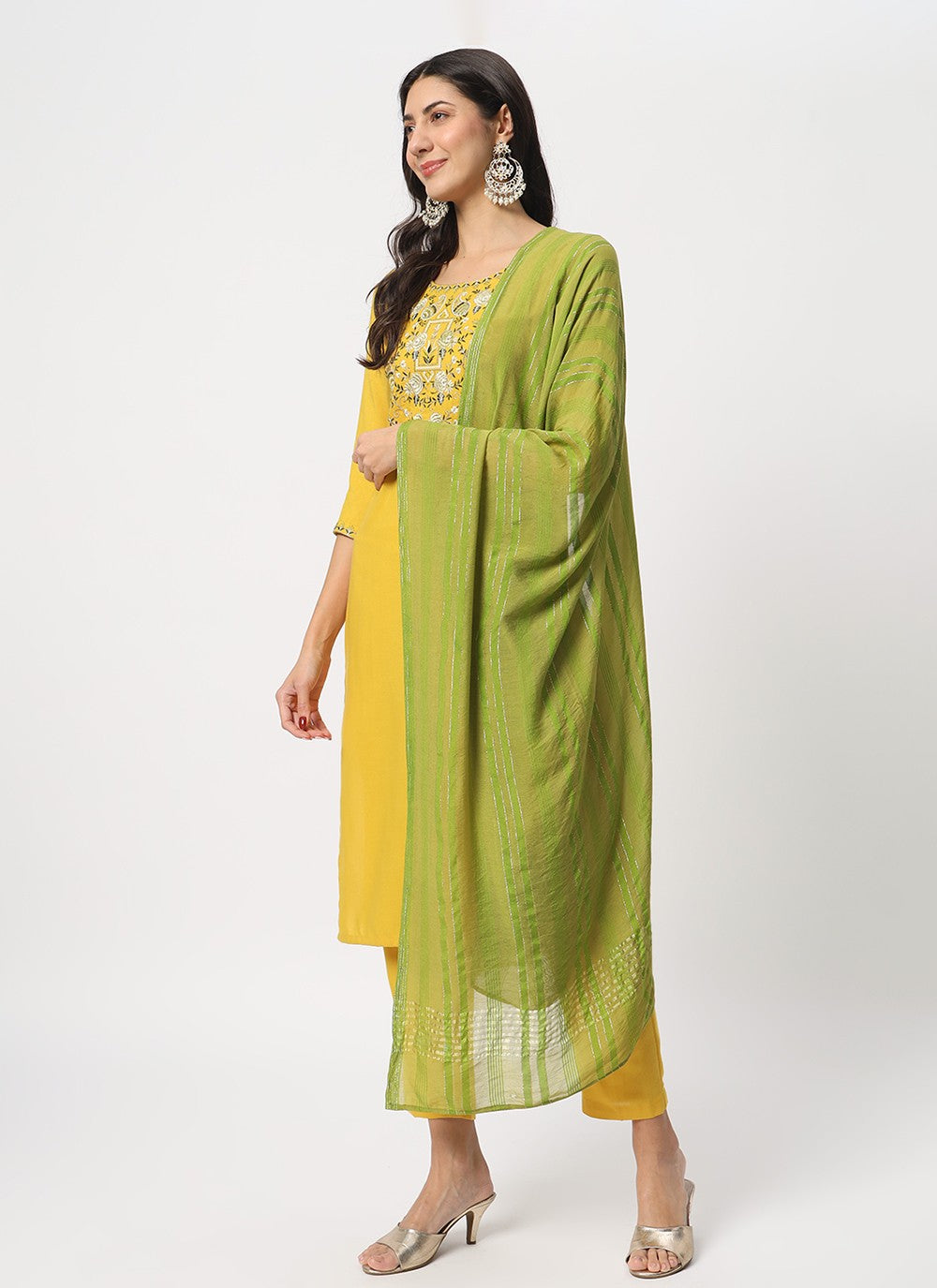 Embroidered Cotton Pant Style Suit - T4519