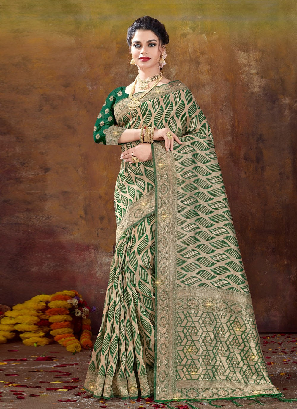 Contemporary Fancy Work Organza Saree - S3044