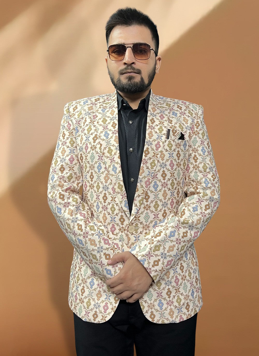 Fancy Work Cotton Cream Coats & Blazers - M5577