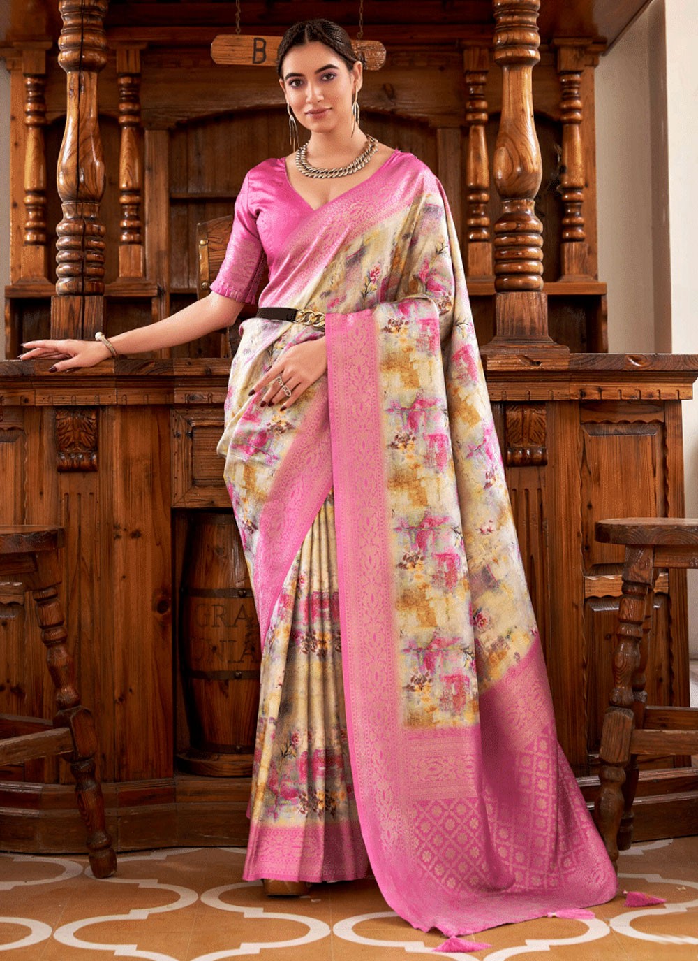 Classic Fancy Work Naylon Saree - S6349
