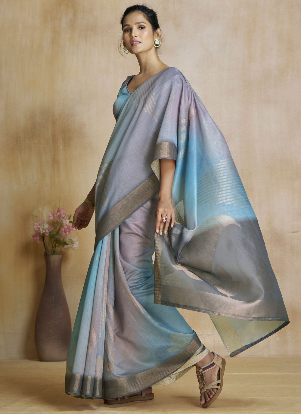 Classic Digital Print Fancy Fabric Saree - S8584