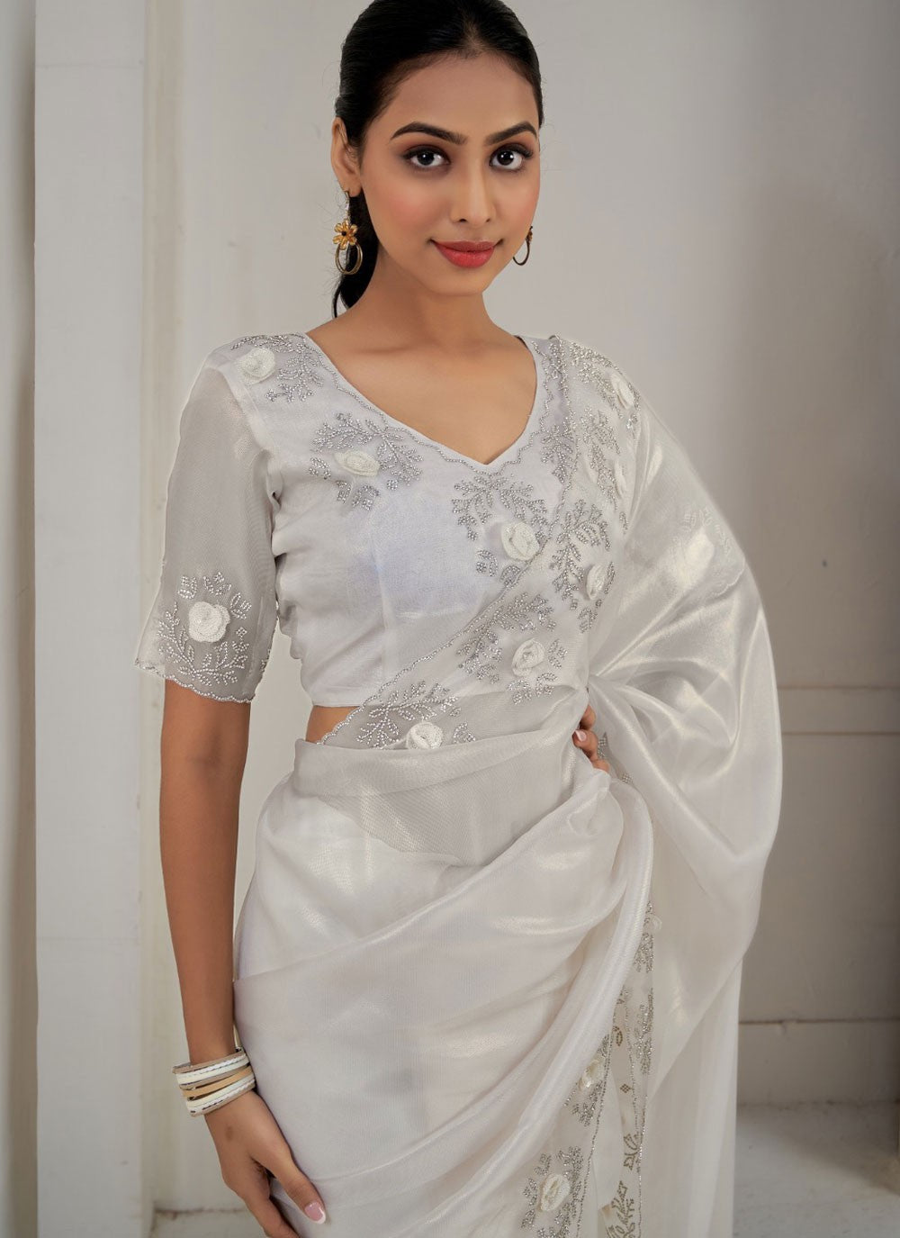 Cutdana, Sequins, Swarovski Fancy Fabric Saree - S11581