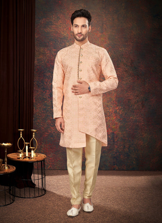 Fancy Work Fancy Fabric Peach Indo Western - M7200