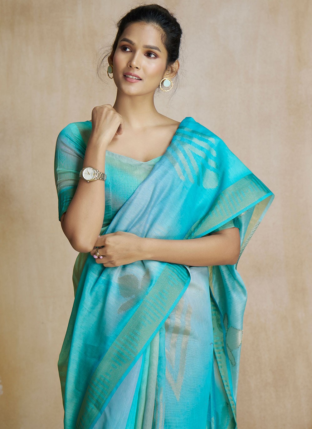 Classic Digital Print Fancy Fabric Saree - S8584
