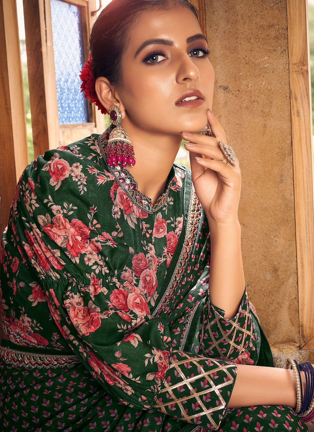 Designer Digital Print Fancy Fabric Saree - S8723