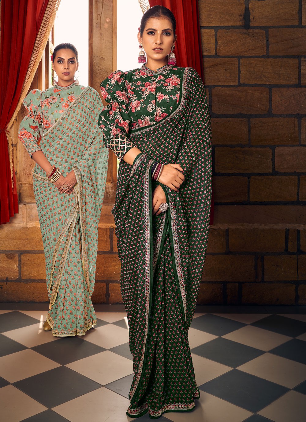 Designer Digital Print Fancy Fabric Saree - S8723
