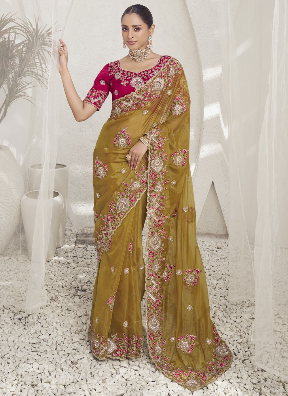 Contemporary Cord Fancy Fabric Saree - S8527