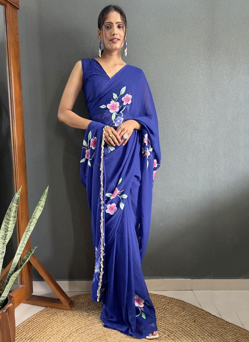 Classic Printed Fancy Fabric Saree - S9100