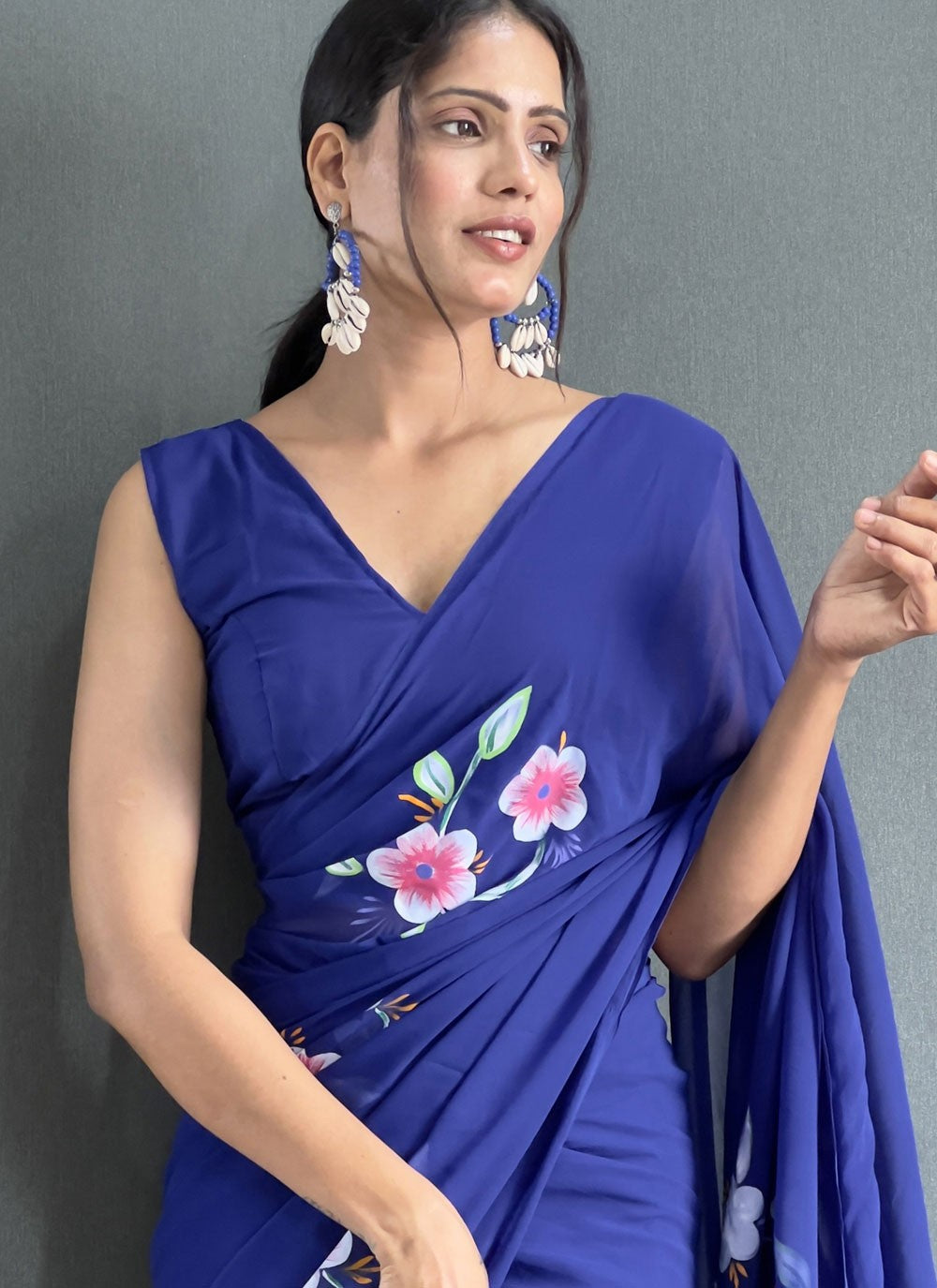 Classic Printed Fancy Fabric Saree - S9100