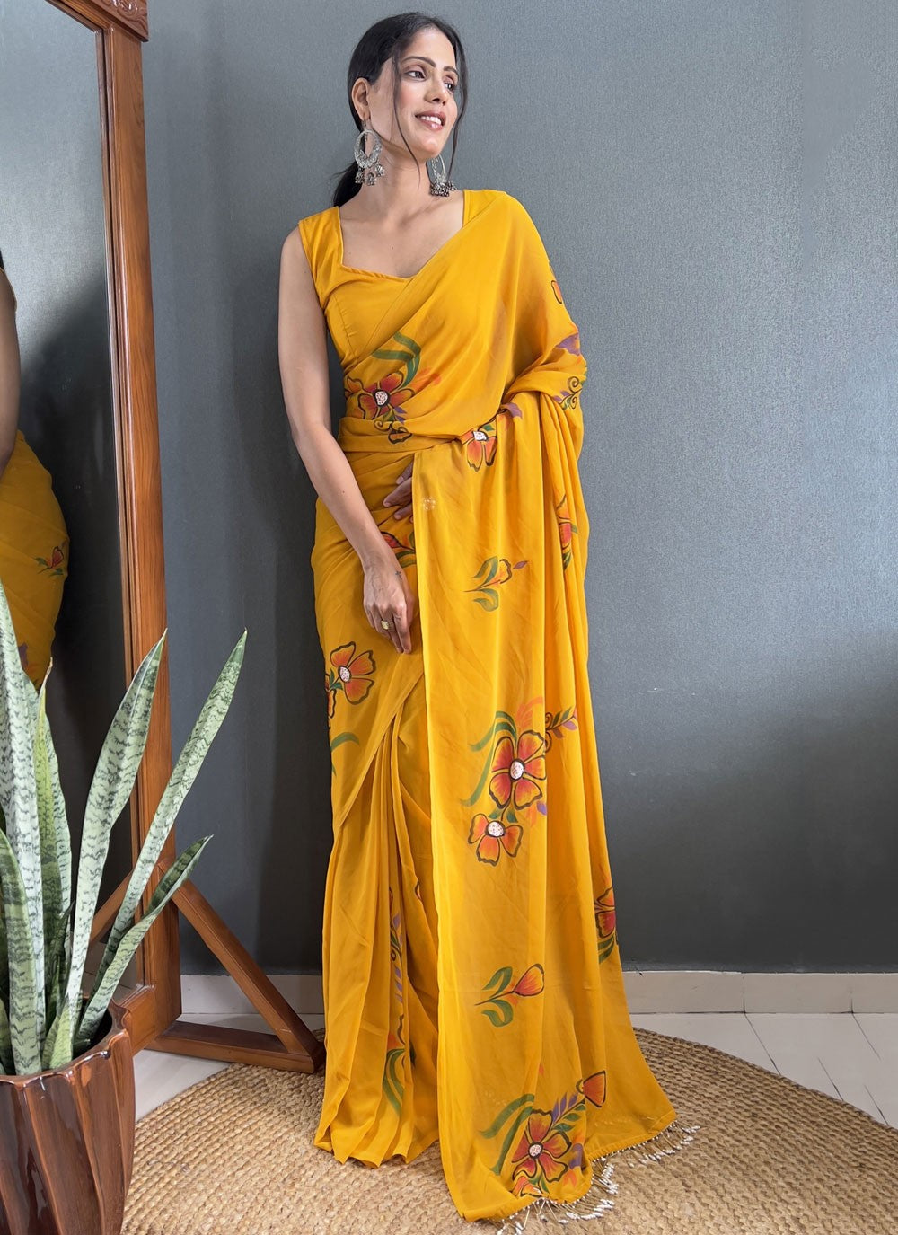 Classic Printed Fancy Fabric Saree - S9100